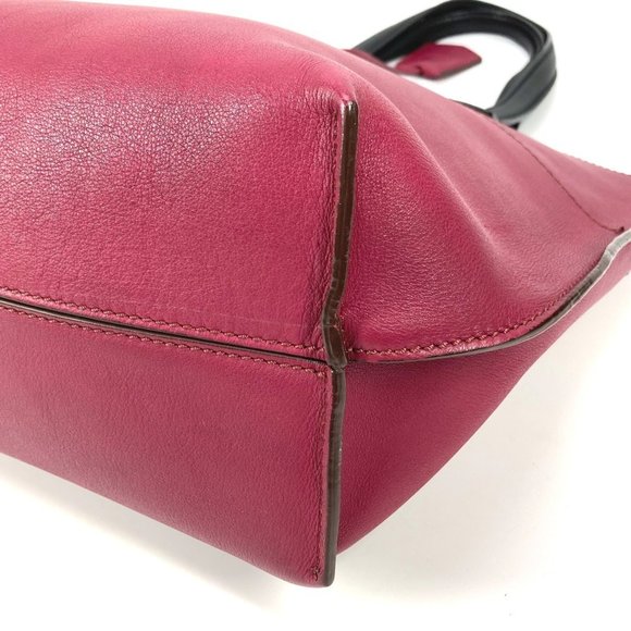 FENDI 8BH262 Bicolor All-in-one Shopping Tote Bag Shoulder Leather Men's Wome... - Picture 7 of 16